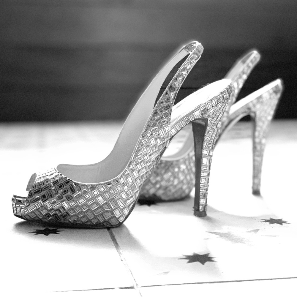 Christian Louboutin Silver Lady Sling backs 36.5
